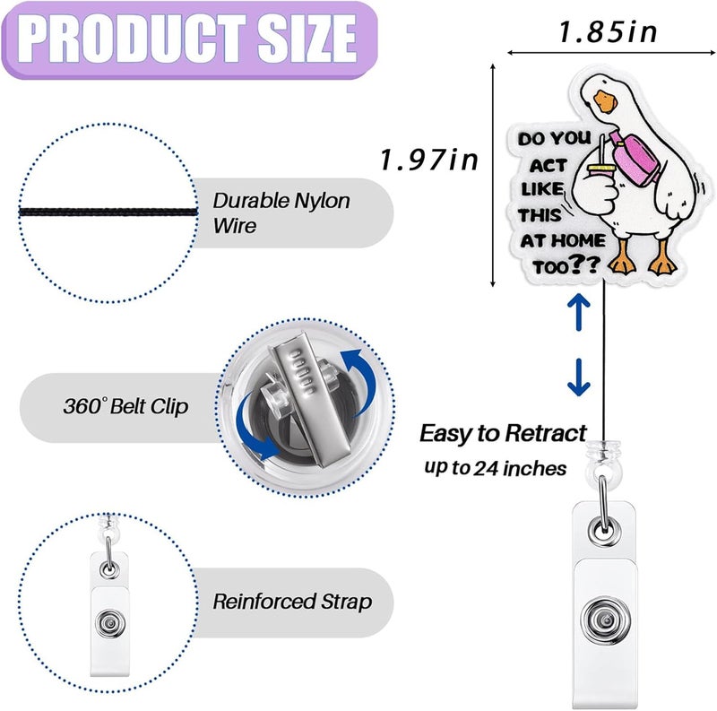 Bydevia Do You Act Like This at Home Too Badge Reel Retractable, Funny Badge Reel for Nurse Nursing Student RN MA CNA LPN Medical Worker & Office Staff, Silly Goose Badge Holder with Alligator Clip | Acrylic - Image 2